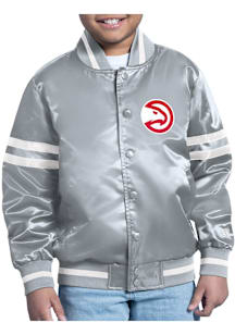 Starter Atlanta Hawks Youth Grey Comic Satin Medium Weight Jacket