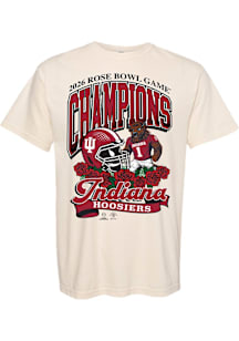 Something Inked Indiana Hoosiers Ivory 2026 Rose Bowl Champions Bison Helmet Short Sleeve T Shirt