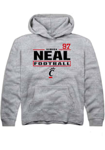 Kamron Neal Rally Cincinnati Bearcats Youth NIL Stacked Box Long Sleeve Player Hoodie Grey