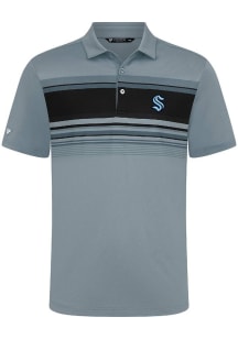 Levelwear Seattle Kraken Mens Grey Onward Embroidered 3D Patch Short Sleeve Polo