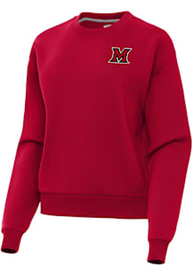 Antigua Miami RedHawks Womens Red Victory Crew Sweatshirt