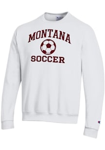 Champion Montana Grizzlies Mens White Soccer Powerblend Long Sleeve Crew Sweatshirt