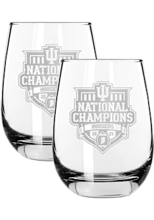 Indiana Hoosiers 2025 College Football Champions 2 Pack 15oz Stemless Wine Glass - White