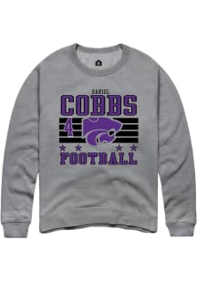 Daniel Cobbs Rally Mens Grey K-State Wildcats NIL Striped Player Crew