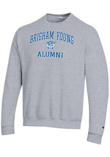 Champion BYU Cougars Mens Grey Logo Alumni Powerblend Long Sleeve Crew Sweatshirt