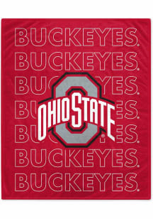 Red Ohio State Buckeyes Echo Team Wordmark Plush Fleece Blanket