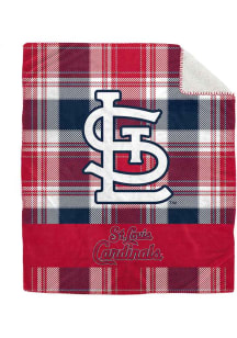 St Louis Cardinals Bold Plaid 50x60 Sherpa Blanket