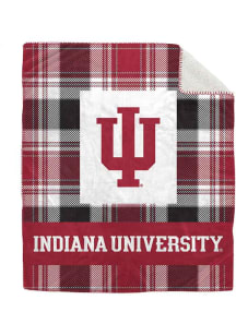 Indiana Hoosiers Bold Plaid 50x60 Sherpa Blanket
