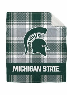 Michigan State Spartans Bold Plaid 50x60 Sherpa Blanket