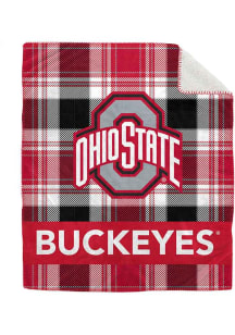 Ohio State Buckeyes Bold Plaid 50x60 Sherpa Blanket