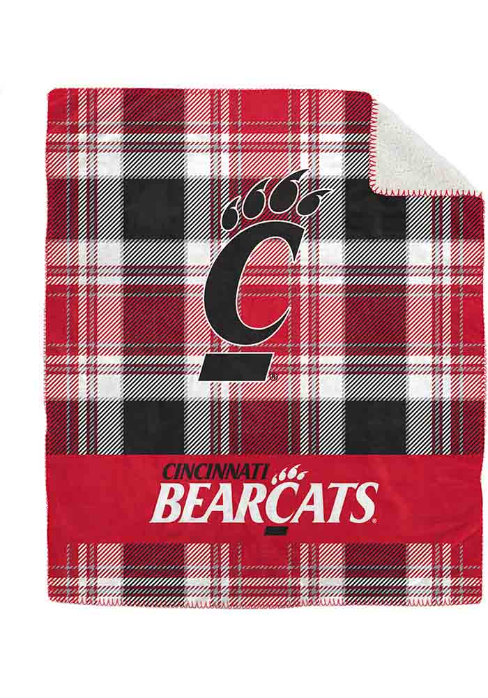 Cincinnati Bearcats Bold Plaid 50x60 Sherpa Blanket