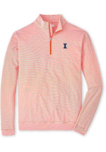 Illinois Fighting Illini Mens Orange Perth Sugar Stripe Long Sleeve Qtr Zip Pullover