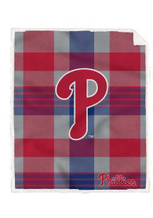 Philadelphia Phillies Plaid Steel 60x70 Sherpa Blanket