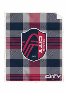 St Louis City SC Plaid Steel 60x70 Sherpa Blanket