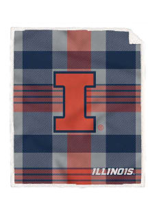 Orange Illinois Fighting Illini Plaid Steel 60x70 Sherpa Blanket