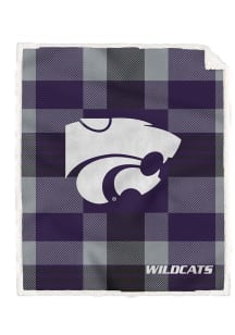 Purple K-State Wildcats Plaid Steel 60x70 Sherpa Fleece Blanket