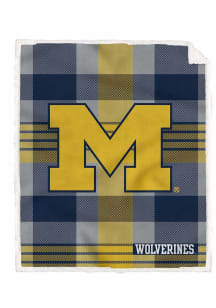 Yellow Michigan Wolverines Plaid Steel 60x70 Sherpa Blanket