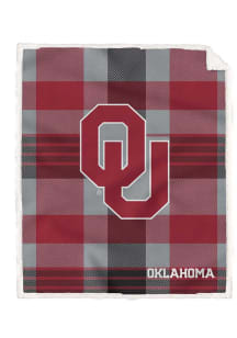 Oklahoma Sooners Plaid Steel 60x70 Sherpa Blanket