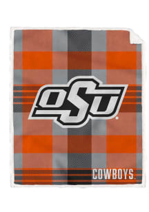 Oklahoma State Cowboys Plaid Steel 60x70 Sherpa Blanket