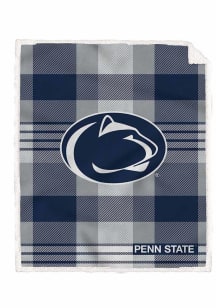 Blue Penn State Nittany Lions Plaid Steel 60x70 Sherpa Blanket