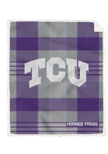 TCU Horned Frogs Plaid Steel 60x70 Sherpa Blanket