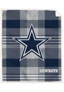 Dallas Cowboys Plaid Steel 60x70 Sherpa Blanket