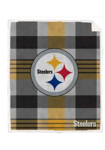 Pittsburgh Steelers Plaid Steel 60x70 Sherpa Blanket