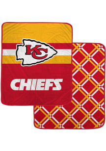 Kansas City Chiefs Half Stripe Diamond Sherpa Blanket