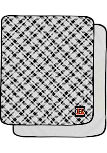 Cincinnati Bengals Plaid Sherpa Fleece Blanket - Black