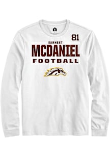 Earnest McDaniel Western Michigan Broncos White Football NIL Stacked Box Long Sleeve Player T Shir..