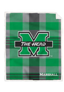 Marshall Thundering Herd Plaid Steel Sherpa Blanket