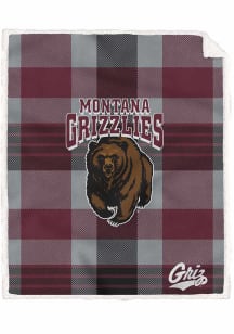 Montana Grizzlies Plaid Steel Sherpa Blanket