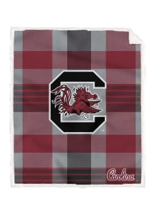 South Carolina Gamecocks Plaid Steel Sherpa Blanket