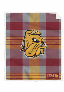 UMD Bulldogs Plaid Steel Sherpa Blanket