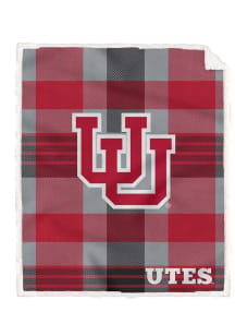 Utah Utes Plaid Steel Sherpa Blanket