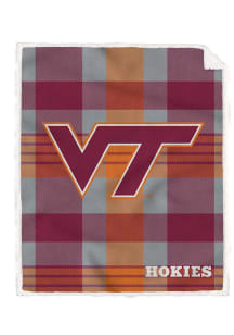 Virginia Tech Hokies Plaid Steel Sherpa Blanket