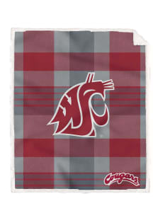 Washington State Cougars Plaid Steel Sherpa Blanket