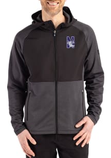 Mens Northwestern Wildcats Black Cutter and Buck Peshastin Long Sleeve Full Zip Jacket