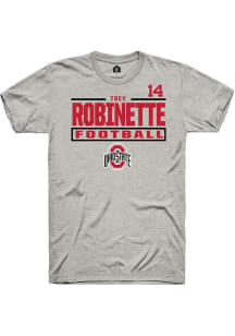 Trey Robinette Rally Mens Ash Ohio State Buckeyes NIL Stacked Box Player T Shirt