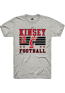 Zeb Kinsey Cincinnati Bearcats Ash Football NIL Striped Short Sleeve Player T Shirt