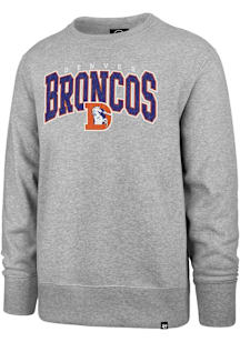 47 Denver Broncos Mens Ash Retro Varsity Block Long Sleeve Crew Sweatshirt
