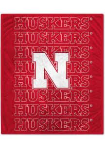 Red Nebraska Cornhuskers Echo Team Wordmark Plush Fleece Blanket