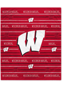 Red Wisconsin Badgers Logo Stripe Fleece Blanket