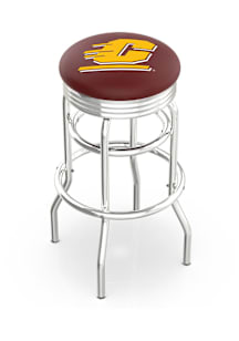 Central Michigan Chippewas Double-Ring Swivel Chrome Pub Stool - Black