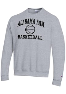 Champion Alabama A&M Bulldogs Mens Grey Basketball Powerblend Long Sleeve Crew Sweatshirt