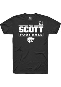 jojo scott Rally Mens Black K-State Wildcats NIL Stacked Box Player T Shirt