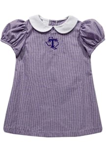 Vive La Fete Tarleton State Texans Toddler Girls Purple Gingham Collar Short Sleeve Dress
