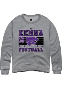 Will Kemna Rally Mens Grey K-State Wildcats NIL Striped Player Crew