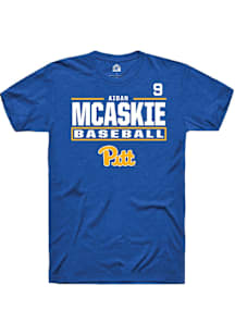 Aidan McAskie Rally Mens Blue Pitt Panthers NIL Stacked Box Player T Shirt