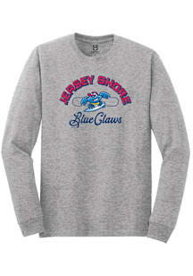 Summit Sportswear Jersey Shore BlueClaws Grey Vintage Arch Script Long Sleeve T Shirt
